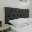 Ver imagem 1 de Cabeceira Estofada Capitonê Casal 140x50cm na Cor Cinza - Alto Conforto e Elegância para o Seu Lar