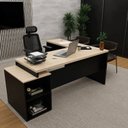 Ver imagem 5 de Conjunto 2 Peças Mesa em L com Gavetas e Cadeira Ergonômica 190cm Dubai Preto