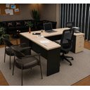 Ver imagem 4 de Conjunto Mesa em L com Gavetas e Cadeira Ergonômica Dubai Preto