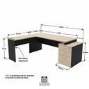 Ver imagem 3 de Conjunto 2 Peças Mesa em L com Gavetas e Cadeira Ergonômica 190cm Dubai Preto