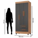 Ver imagem 2 de Guarda Roupa Solteiro Lite 3 Portas Nature Cinza – Móveis Leão