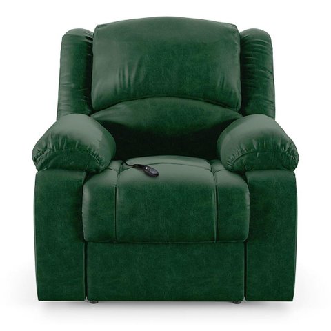 Poltrona do Papai Reclinável Sala de Cinema Barcelona Controle Elétrico Pu Verde Musgo