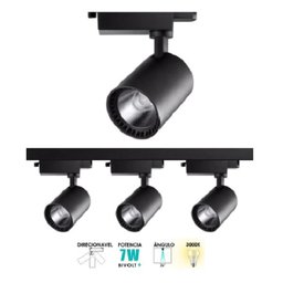 Trilho Eletrificado 1 Metro Preto Com 3 Spots Led 7W 3000K - 1
