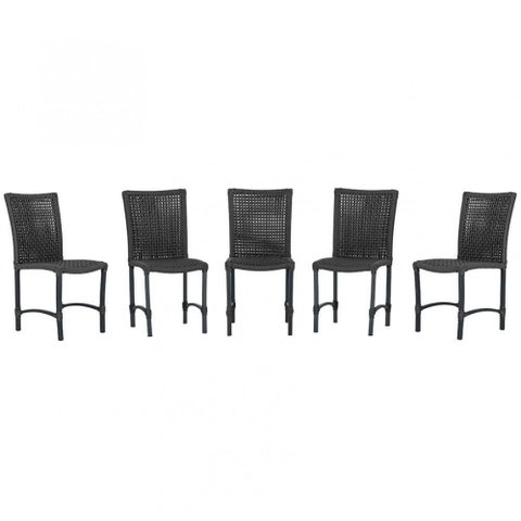 5 Cadeiras de Jantar Cannes de Alumínio Pintura Preta Trama Preto