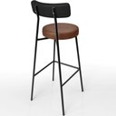 Ver mais imagens de Kit 06 Banquetas Alta Bar Cozinha Sala De Jantar Milão L02 Couríssimo Preto Marrom - Lyam Decor
