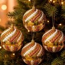 Ver imagem 1 de Bolas de Natal Glitter Dourado Decoracao Enfeite Plastico Acabamento Brilhante Kit 16PÇS