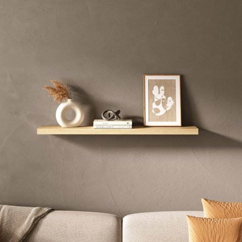 Prateleira Suspensa Oslo Grossa Suporte Invisível 90cm Carvalho Sala Quarto Nicho Decorativo