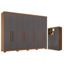 Ver imagem 1 de Guarda Roupa Casal Master New 8 Portas 4 Gavetas MDP com Cômoda Jatobá Grafite Acetinado Santos