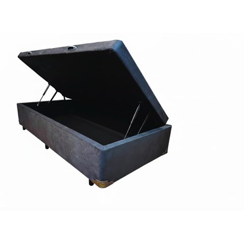 Cama Box Baú Solteiro Blindado Diversas Cores (88x188x42) - Suede Cinza