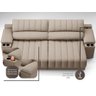 Sofá com Porta Copos Carregador USB Ret Rec Murano 2,30m Velosuede Capuccino - NETSOFAS - 2