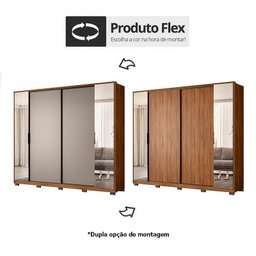Guarda Roupa Casal Laredo 4 Portas Flex Nogueira/nude Prime com Espelho e Pés - Demartêz - 4
