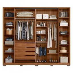 Guarda Roupa Casal Laredo 4 Portas Flex Nogueira/nude Prime com Espelho e Pés - Demartêz - 3