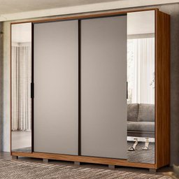 Guarda Roupa Casal Laredo 4 Portas Flex Nogueira/nude Prime com Espelho e Pés - Demartêz - 2