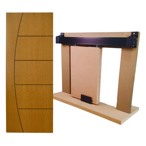 Kit Porta Madeira Frisada 4022 - 70x210 + Trilho Correr 1,40 Preto + Brinde
