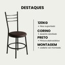 Ver imagem 4 de Cadeira Cozinha Tubular 2 Unidades Estrutura Preto Liz:Marrom