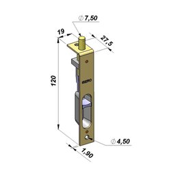 Fecho de Embutir Tipo Unha Latonado 12cm Isero - 2