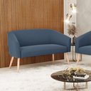 Ver imagem 2 de Namoradeira 02 Lugares Stella Suede Azul Marinho Pés Palito Natural - D’Rossi