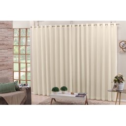 Cortina Voil Pérola 4,00x2,50 Forro Microfibra Ilhós Cromado - 1