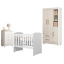 Ver imagem 1 de Guarda Roupa Flocos com Gaveteiro Soft e Berço Americano Carinho Branco Acetinado - Tigus