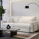 Ver imagem 1 de Sofá Cama, Retrátil e Reclinável Dubai, Tecido Bouclé, Molas Ensacadas, 1,90m.