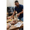 Ver imagem 5 de Kit Talheres Kit 4 Talheres Grandes Alumínio e Madeira Fosco para Churrasco Cinza