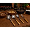Ver imagem 3 de Kit Talheres Kit 4 Talheres Grandes Alumínio e Madeira Fosco para Churrasco Cinza