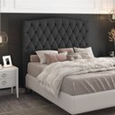 Ver imagem 2 de Cabeceira Cama Box King Itália 195 Cm Suede MV Estofados Italia Cinza claro