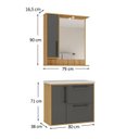 Ver imagem 3 de Conjunto Banheiro Suspenso com Gabinete Cuba e Espelheira 80cm Lamina Mel Grafite Yescasa