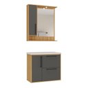Ver imagem 2 de Conjunto Banheiro Suspenso com Gabinete Cuba e Espelheira 80cm Lamina Mel Grafite Yescasa