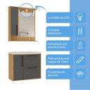 Ver imagem 5 de Conjunto Banheiro Suspenso com Gabinete Cuba e Espelheira 80cm Lamina Mel Grafite Yescasa