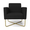 Ver imagem 3 de Poltrona Base X Industrial Dourado Marisa Linho Preto A79 D03 - D'Rossi