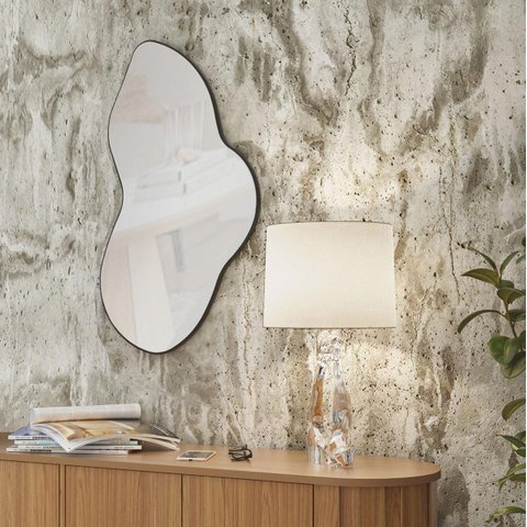 Painel Decorativo Orgânico com Espelho 88x50cm Es20 Dalla Costa - Preto