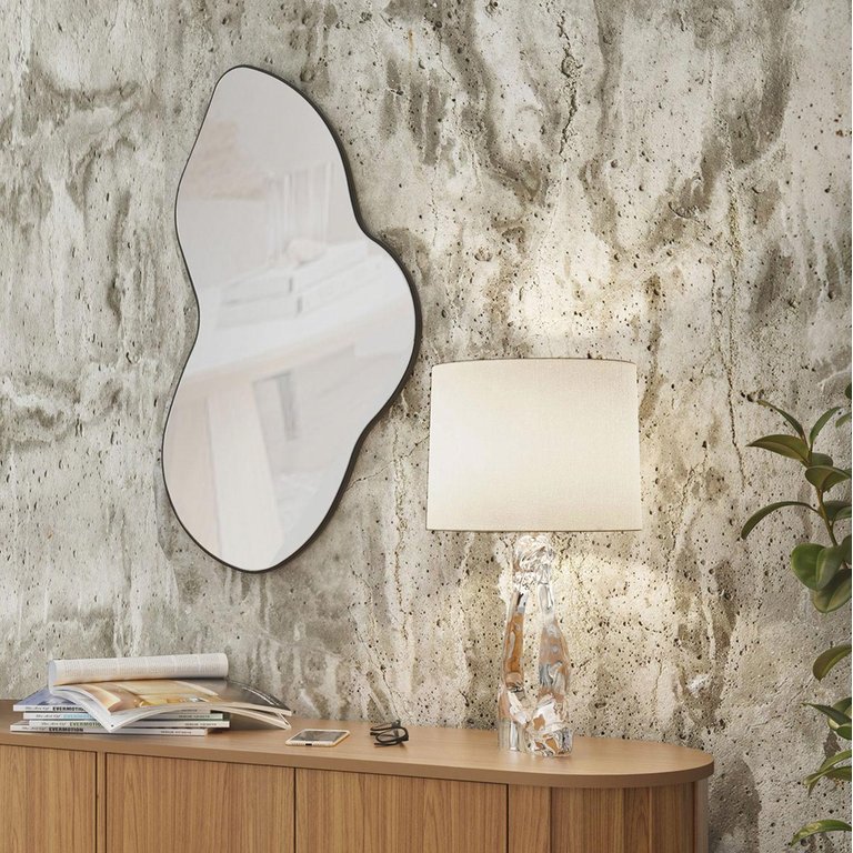 Painel Decorativo Orgânico com Espelho 88x50cm Es20 Dalla Costa - Preto