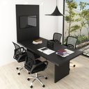 Ver imagem 2 de Conjunto Mesa de Escritório Reunião 220cm com Painel para Tv Multimóveis Cr25339 Preto