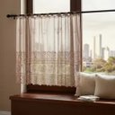 Ver imagem 7 de Cortina Pia/Balcão/Banheiro/Cozinha Renda Varias Estampas:Valência Marrom