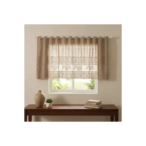 Cortina Pia/Balcão/Banheiro/Cozinha Renda Varias Estampas:Valência Marrom