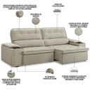 Ver imagem 3 de Sofá Retrátil Reclinável 3 Lugares Sala de Estar 235cm Bilac F04 Linho Bege - Lyam Decor
