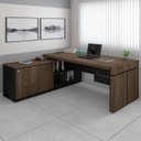 Ver imagem 1 de Mesa para Escritório Diretor em Tamburato com 2 Gavetas Marrom Artany