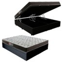 Ver imagem 1 de Cama Box Baú Queen Colchão Mola Ensacada Belos Sonhos + Box Suede 71x158x198 Preto