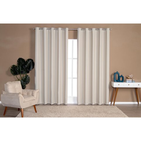 Cortina Blackout Tecido 2,50m x 2,20m Para Varão Simples:Palha