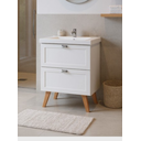 Ver imagem 5 de Gabinete para Banheiro com Cuba e Espelho 60cm Retro Mdf Branco Milano - On Móveis