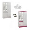 Guarda Roupa Armário Roupeiro Maragogi Quarto 4 Portas Espelho 2 Gavetas Branco e Rosa Flex - 2