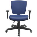 Ver imagem 6 de Kit 02 Cadeiras de Escritório Executiva Office Giratória Preto Baixa Flexi P03 Vinil Azul - lyam
