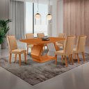 Ver imagem 7 de Mesa de Jantar Alvorada Lira 180cm Tampo MDF Canto Copo Laminado com 6 Cadeiras Moderna Mobília