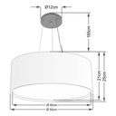 Ver imagem 4 de Lustre Pendente Cilíndrico Duplo Md-4124 Cúpula em Tecido 50x25cm Rustico Cinza - Bivolt