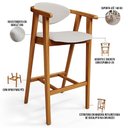 Ver imagem 4 de Kit 03 Banquetas Alta Para Cozinha Sala de Jantar Fixa Cecília L02 Bouclê Cru - Lyam Decor