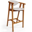 Ver imagem 3 de Kit 03 Banquetas Alta Para Cozinha Sala de Jantar Fixa Cecília L02 Bouclê Cru - Lyam Decor
