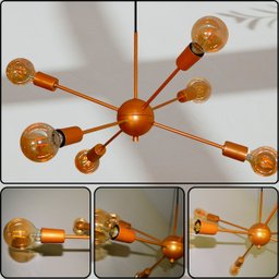 Luminária Pendente Modelo Sputinik 06 Hastes - Moderno Elegante Ideal para Sala, Quarto Dourado - 3