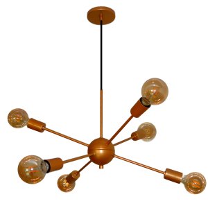 Luminária Pendente Modelo Sputinik 06 Hastes - Moderno Elegante Ideal para Sala, Quarto Dourado