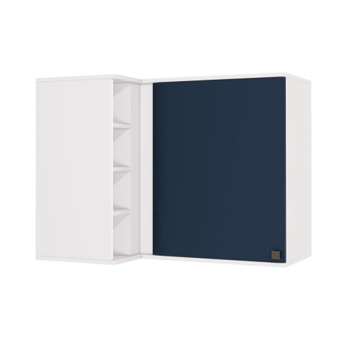 Armário Aéreo de Canto Reto Celeste Kappesberg 100% Mdf 1 Porta 4 Nichos Branco/azul 98cm